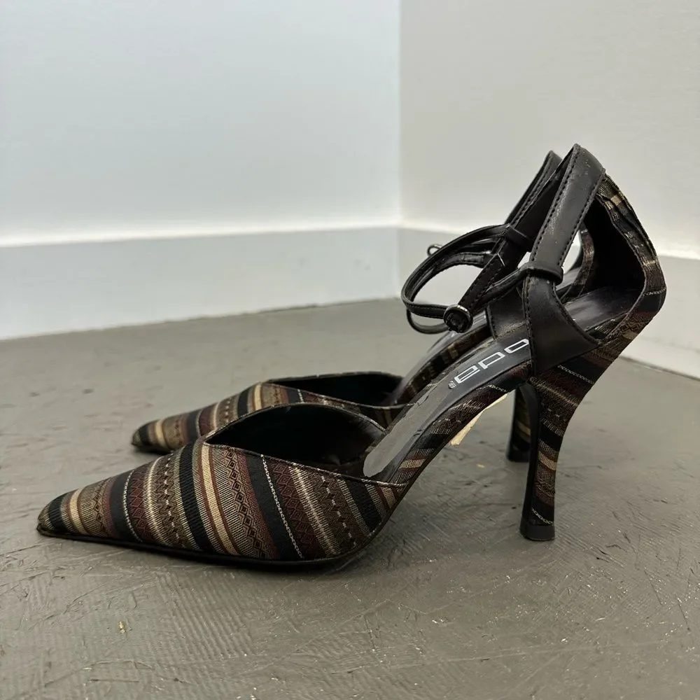 Vintage Moda 90's Striped Tapestry Pointed Toe Stiletto Heel Pumps Size 8